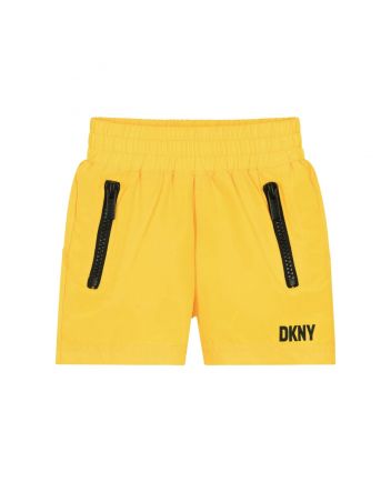 Boys Yellow Logo-Print Swim Shorts