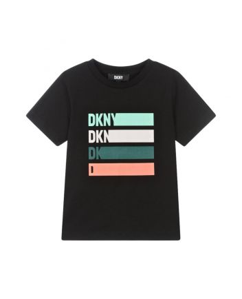 Boys Black Graduated Logo Cotton T-Shirt