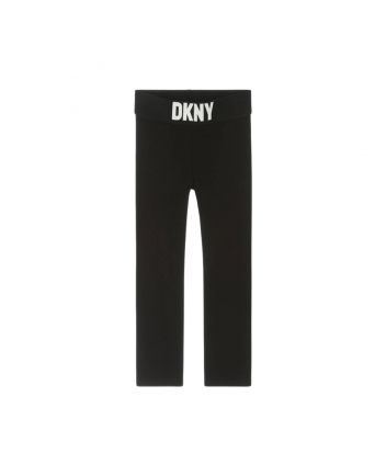 Girls Black Logo-Waistband Leggings