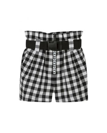 Girls Black Gingham Cotton Shorts