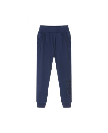 Unisex Navy Blue Logo-Print Cotton Joggers