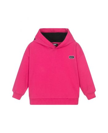 Girls Pink Cotton Embroidered Hoodie