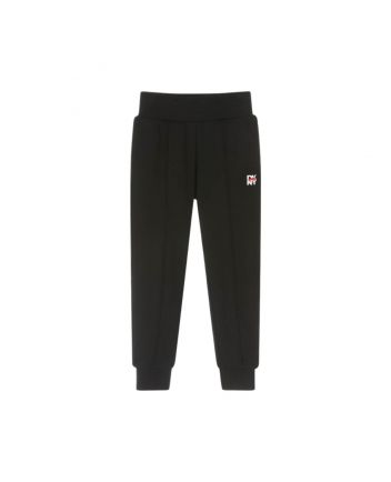 Girls Black Cotton Heart Joggers