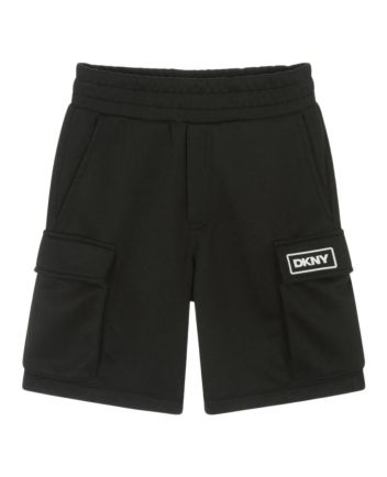 Boys Black Pique Logo-Patch Shorts