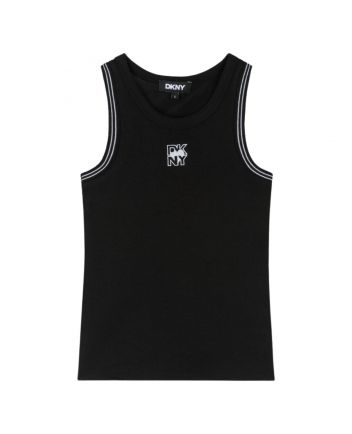 Girls Black Cotton Vest Top