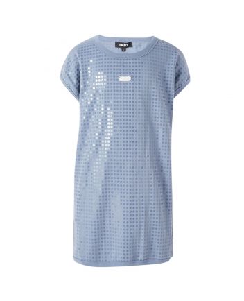 Girls Blue Sequin-Embellished T-Shirt Dress