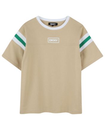 Boys Beige Logo-Print Cotton T-Shirt