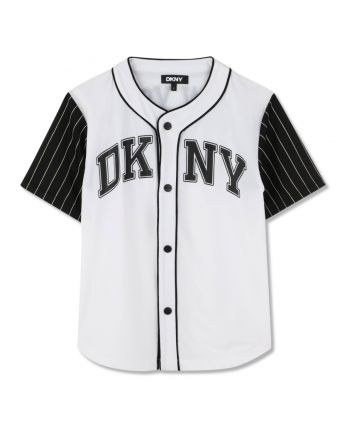 Boys White & Black Baseball Shirt