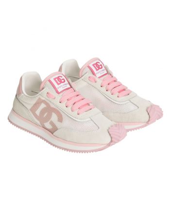 Girls Pink Mesh DG Logo Sneaker