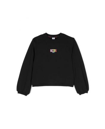 Girls Black Logo-Print Crewneck Sweatshirt