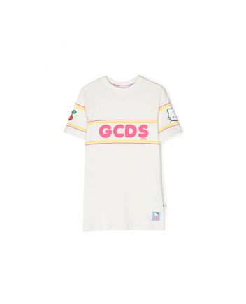 GCDS Kids White Logo Printed Dress