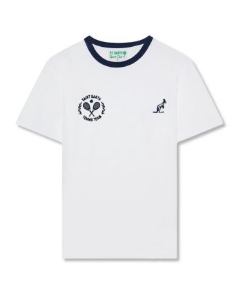 Boys White Tennis Team Print T-Shirt