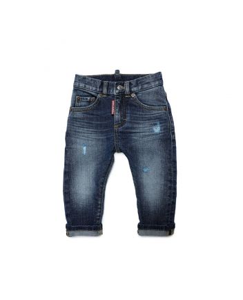 Baby Kids Logo-Patch Distressed-Effect Jeans