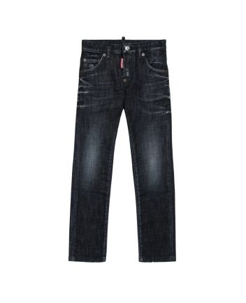 Boys Denim Black Faded Skinny Jeans