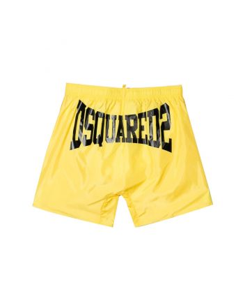 Yellow logo Print Swim Shorts