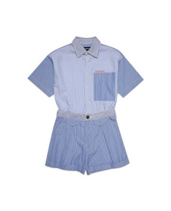 Girls Striped Shirt Playsuit
