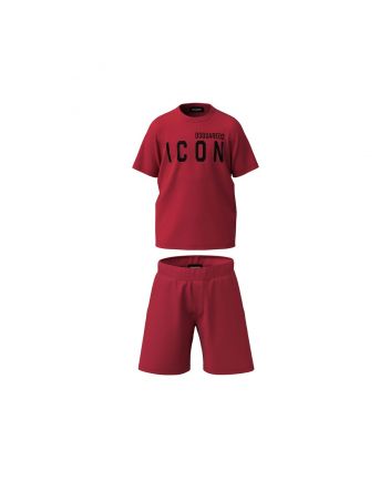 Boys Red Logo Print Short Set