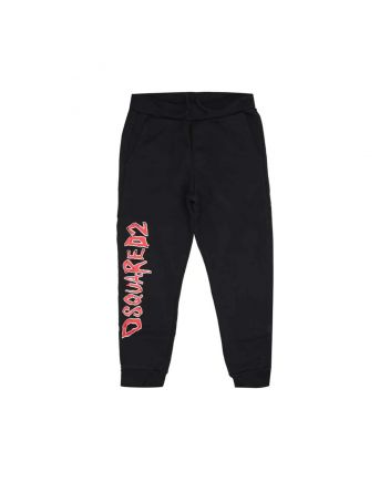 Black Logo Tape Cotton Track Pants