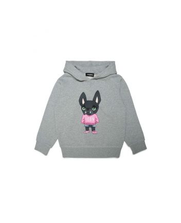 Grey Printed Sweatshirt For Girls