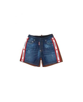 Boys Denim Paint splatter Patchwork Shorts