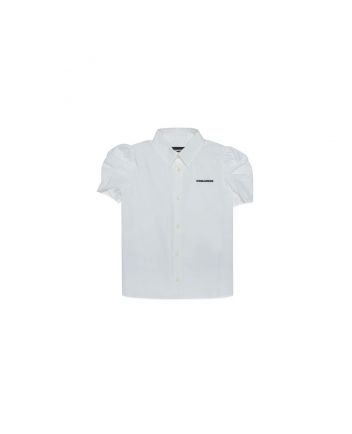 Girls White Half Sleeves Cotton Shirt