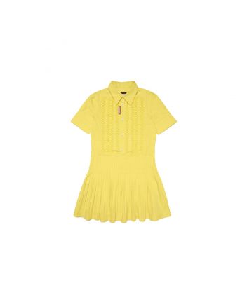 Girls Yellow Half Sleeves Cotton Dress
