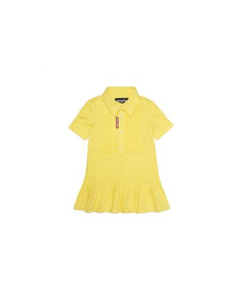 Girls Yellow Half Sleeves Cotton Dress