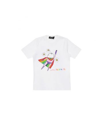 Girl White Printed T-Shirt