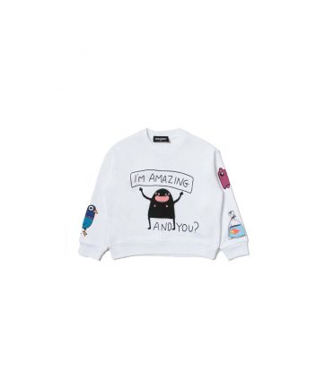 Girls White Slogan Print Sweatshirt