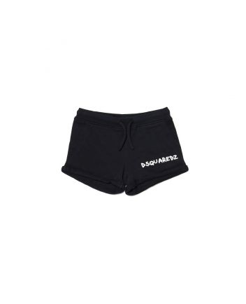 Girls Black Logo Print Shorts