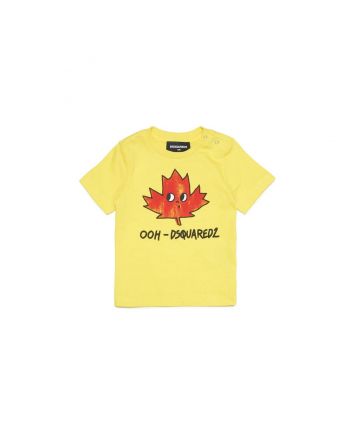 Yellow Logo Print Half Sleeves T-Shirt