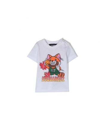 Kids White Graphic Print Cotton T-Shirt