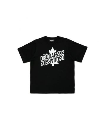 Kids Black Cotton Half Sleeves T-Shirt