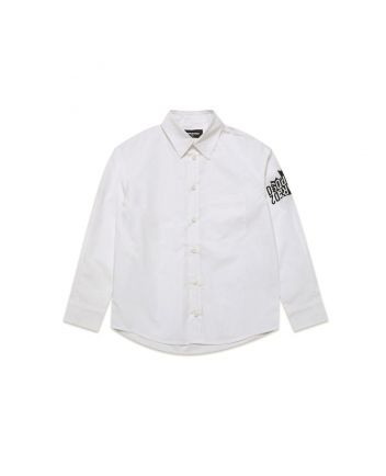 Kids White Logo Print Shirt