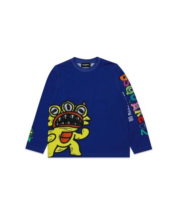 Kids Blue Monsters Printed T-Shirt