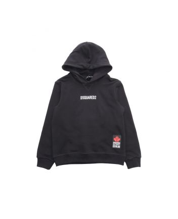 Kids Black Logo Print Hoodie