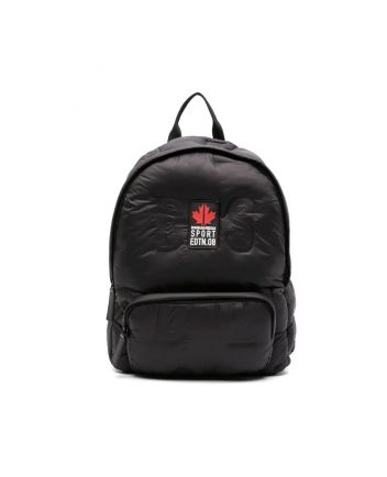 Kids Black Logo-Patch Backpack