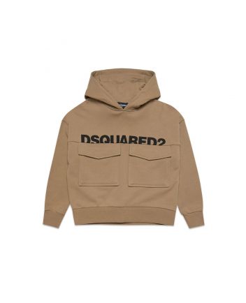 Kids Beige Front Flap Pocket Hoodie