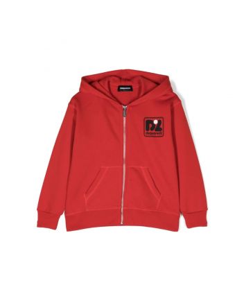 Kids Red Logo-Print Zip-Up Hoodie