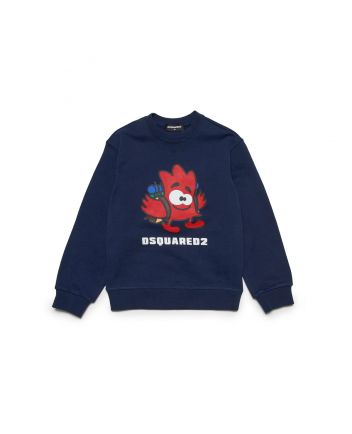 Kids Navy Blue Tiny Leaf Print Sweatshirt
