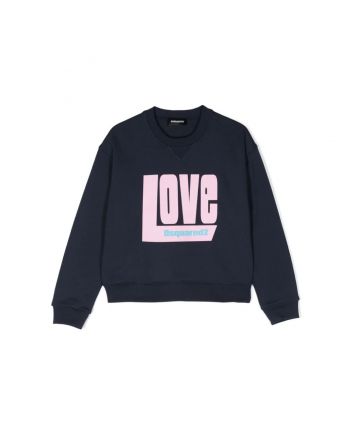 Girls Navy Blue Slogan-Print Sweatshirt