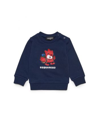 Baby Kids Navy Blue Tiny Leaf Print Sweatshirt