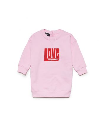 Girls Pink Slogan-Print Dress