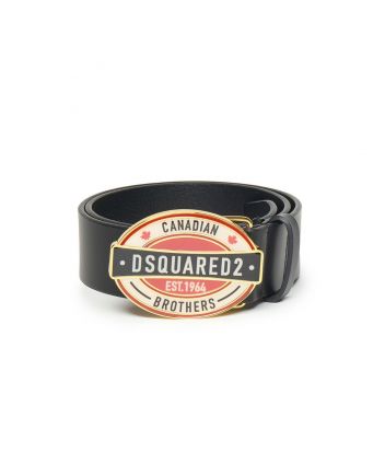 Boys Black Logo-Buckle Leather Belt