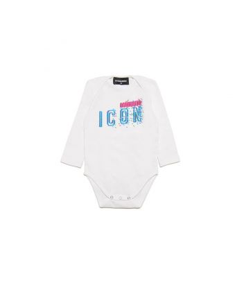 Baby Kids White Logo Print Bodysuit