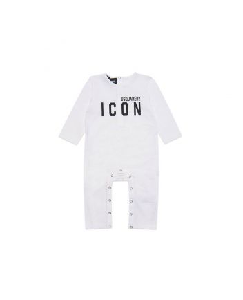 Baby Kids White Logo Print Romper