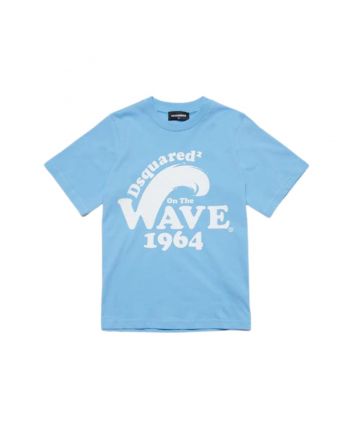 Kids Blue Logo Print T-Shirt