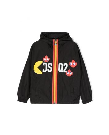 Kids Black Lightweight Hooded Jacket