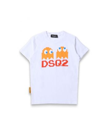 Kids White Graphic-Print Cotton T-shirt