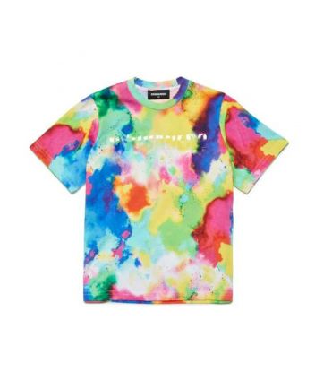 Boys Multi-Color Rubberised Logo-Print T-Shirt